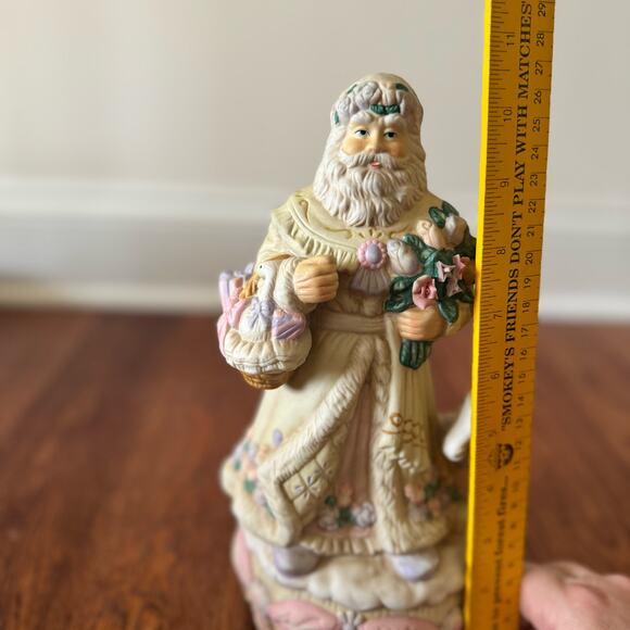 Victorian Santa Musical Figure Plays White Christmas Horse Floral Vintage - Picture 13 of 16